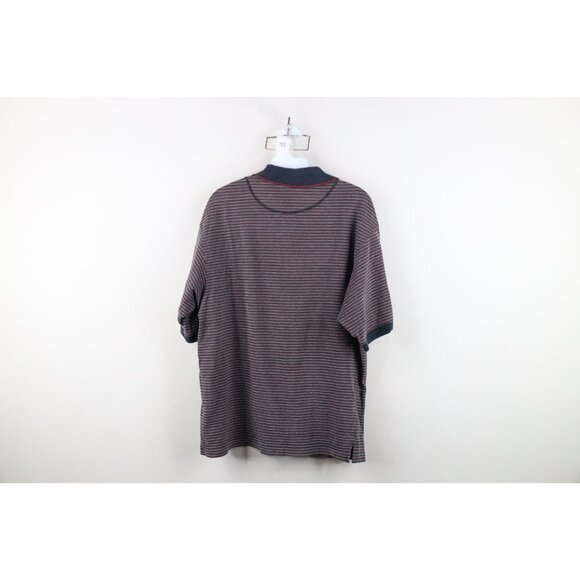 Vintage 90s Columbia Golf Mens Medium Faded Spell Out Striped Knit Polo Shirt - Picture 12 of 14